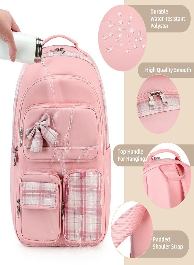 KIDNUO Backpack for Girls,School Backpacks for Teen Cute College Bags for Women Students Large Bookbag 15.6 Laptop School Bag, Pink1, Large, Daypack Backpacks - Image 3