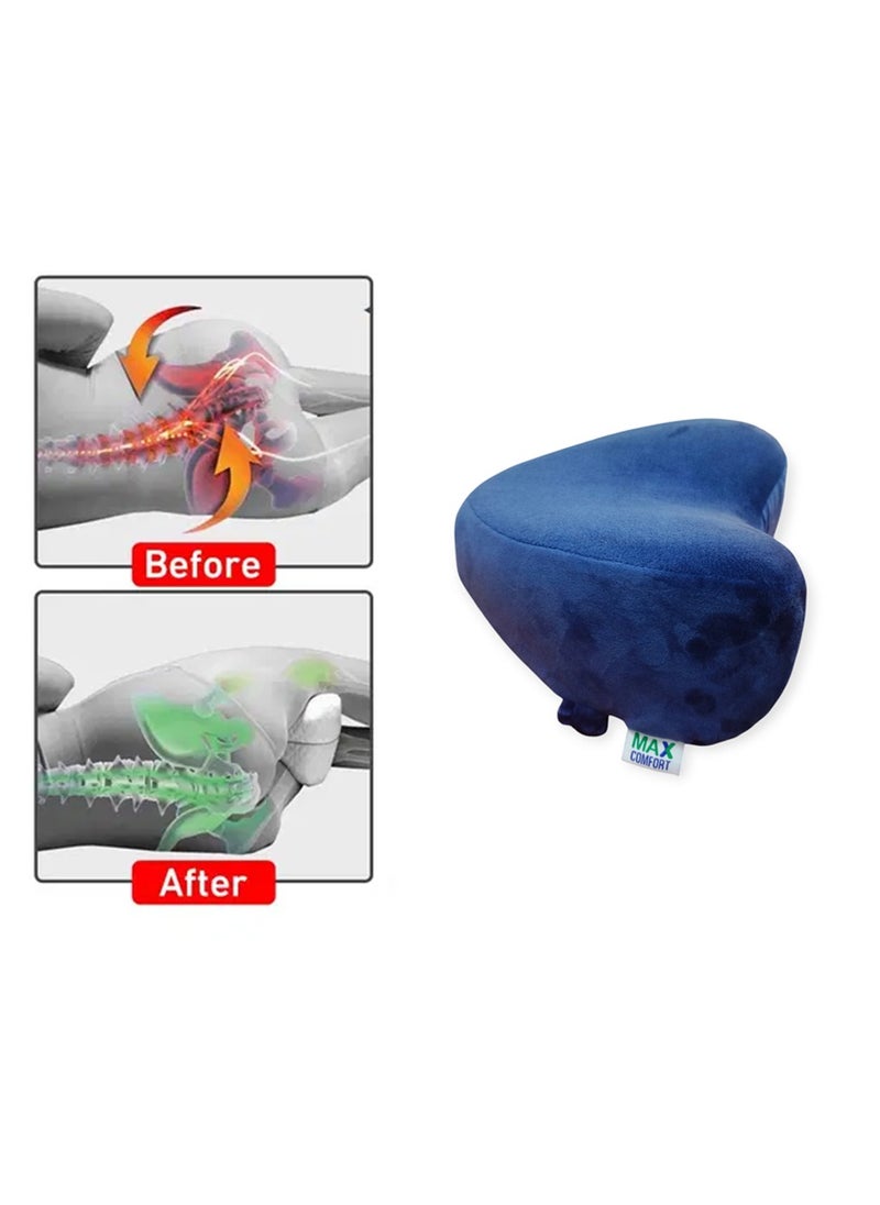 Max Comfort Max Comfort Original Leg Pillow for Side Sleepers, Helps with Pain Relief and Spine Alignment | Premium Quality Foam with Washable Velvet Cover, Navy  - Image 4