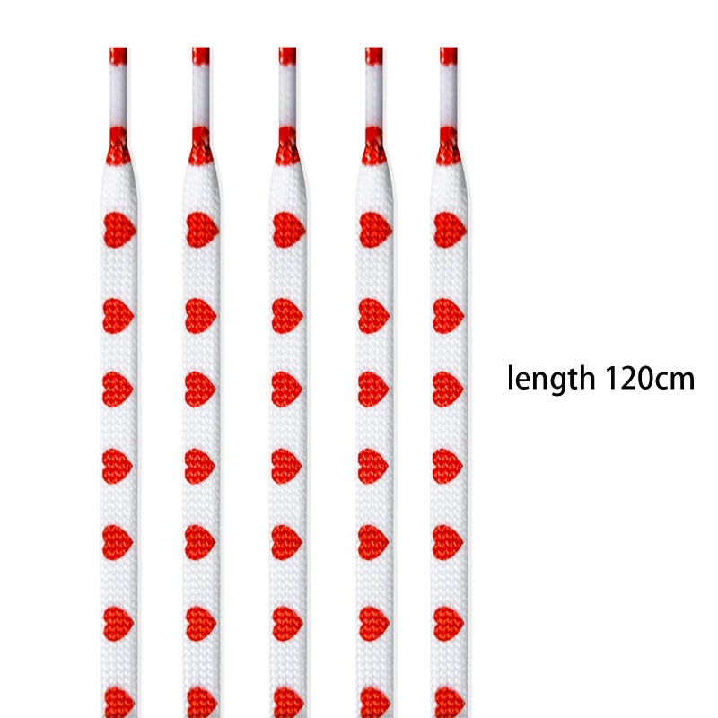 BFLCTTBD 2 Pairs Red Heart Shoelaces Printed Flat Shoe Strings Colored Shoe Laces for Canvas Shoes Sneakers Laces Shoe Lace Replacements - Image 3