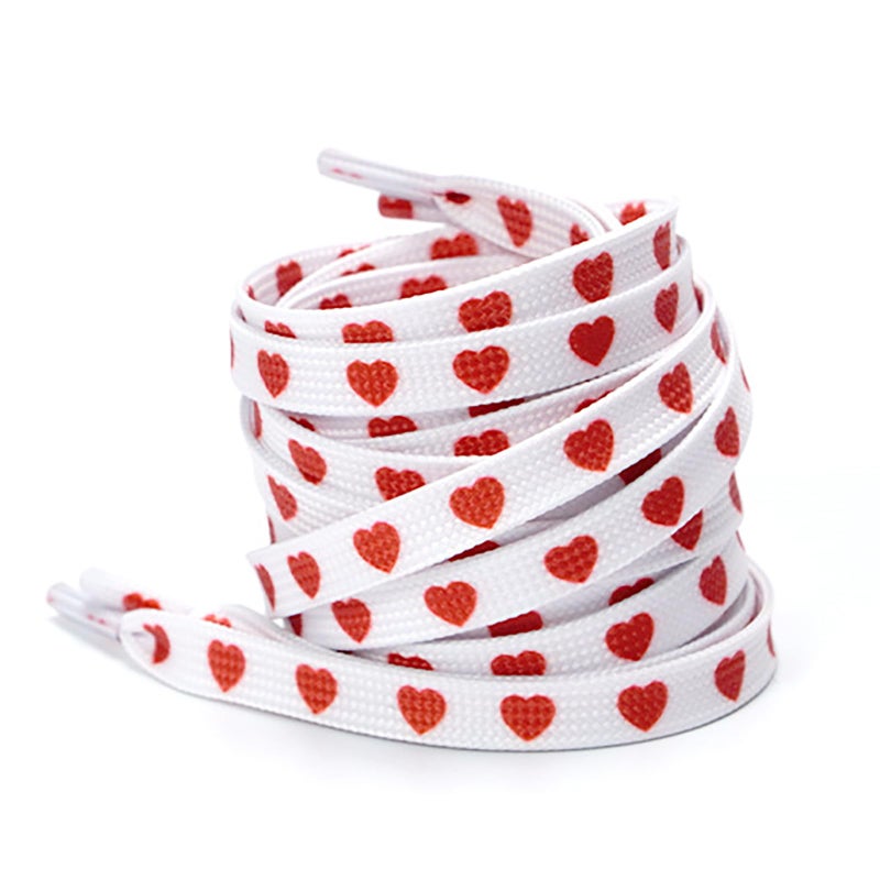 BFLCTTBD 2 Pairs Red Heart Shoelaces Printed Flat Shoe Strings Colored Shoe Laces for Canvas Shoes Sneakers Laces Shoe Lace Replacements - Image 2