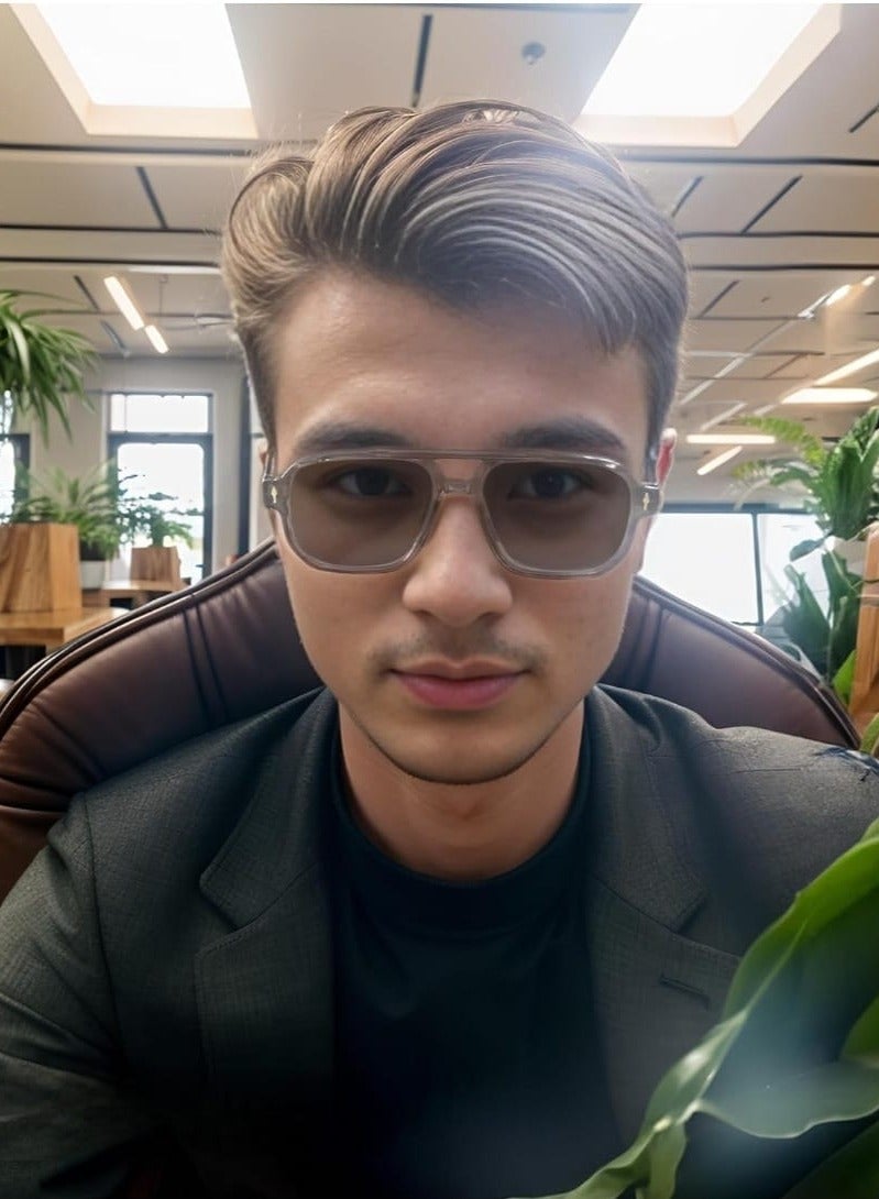 POLITE Vintage Double Bridge Designer Grey Gradient Sunglass for men and Women, Trending Fashion Sunglasses UV400 - Image 3