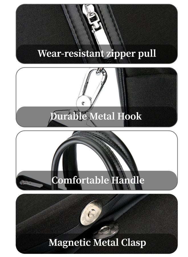 شبيلي حقيبة يد نايلون للرجال بسعة كبيرة وجيوب متعددة، حقيبة أوراق وحقيبة لابتوب وتوت مقاومة للماء مع حزام قابل للإزالة، مثالية للشباب والمراهقين للاستخدام اليومي غير الرسمي والحفلات والسفر والعمل (أسود) - Image 4