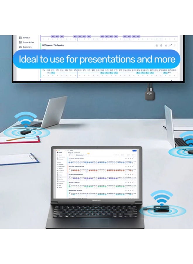 UNITEK USB-C Wireless HDMI Extender Kit Up to 50M,full HD 1080P@60Hz, Works with laptops, smartphones, TV Boxes to HDTVs, projectors and monitors, no WiFi connection required. Support Mirror and Extend Mode. Ideal to Use for Presentation and More,  - Image 2