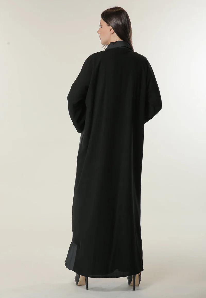 Moistreet  Embroidered Pleated Tafta Hem Abaya for Women | Best Price UAE