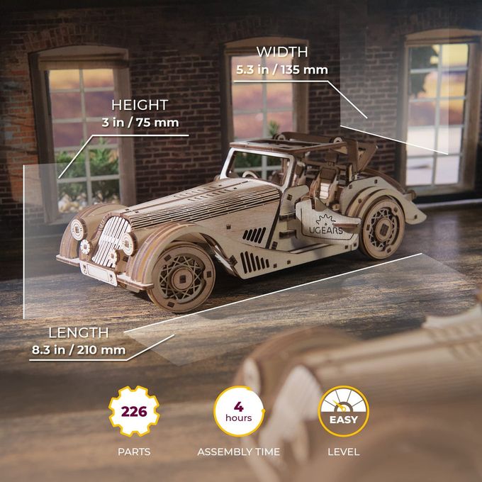 UGEARS Sports Car Rapid Mouse 3D Car Model Puzzle with Powerful Dual Engine System 3D Wooden Puzzles for Adults Challenging Roadster Model Car Kits to Build DIY 3D Puzzle Model Kits - Image 3