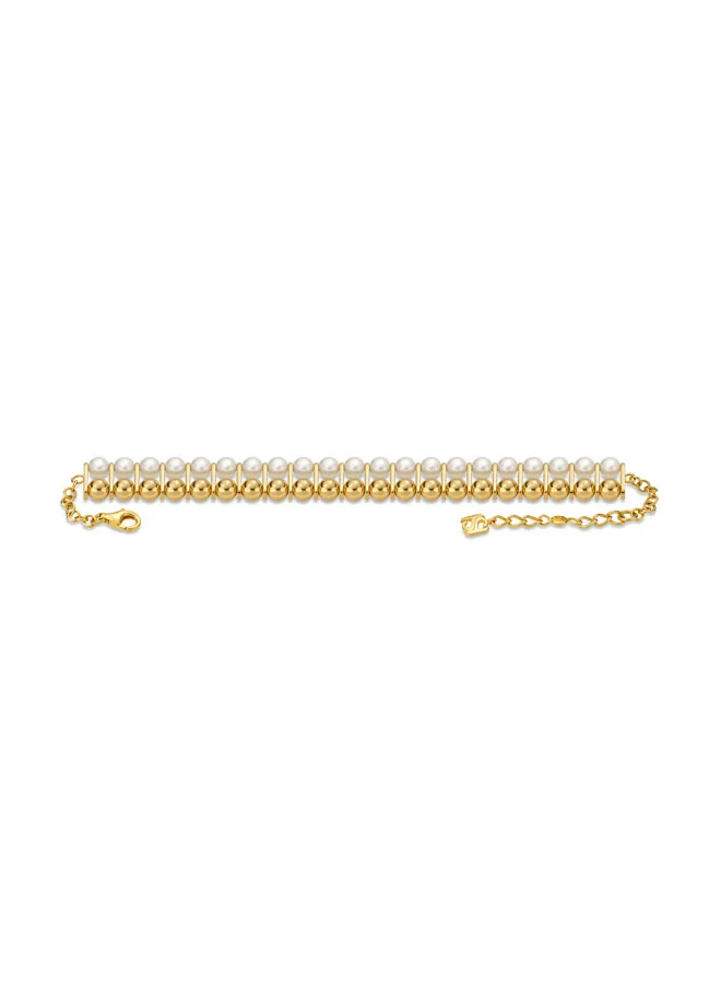 Saint Honore Paris Celeste Gold Plated Braclete with Pearls and Beads for Women's