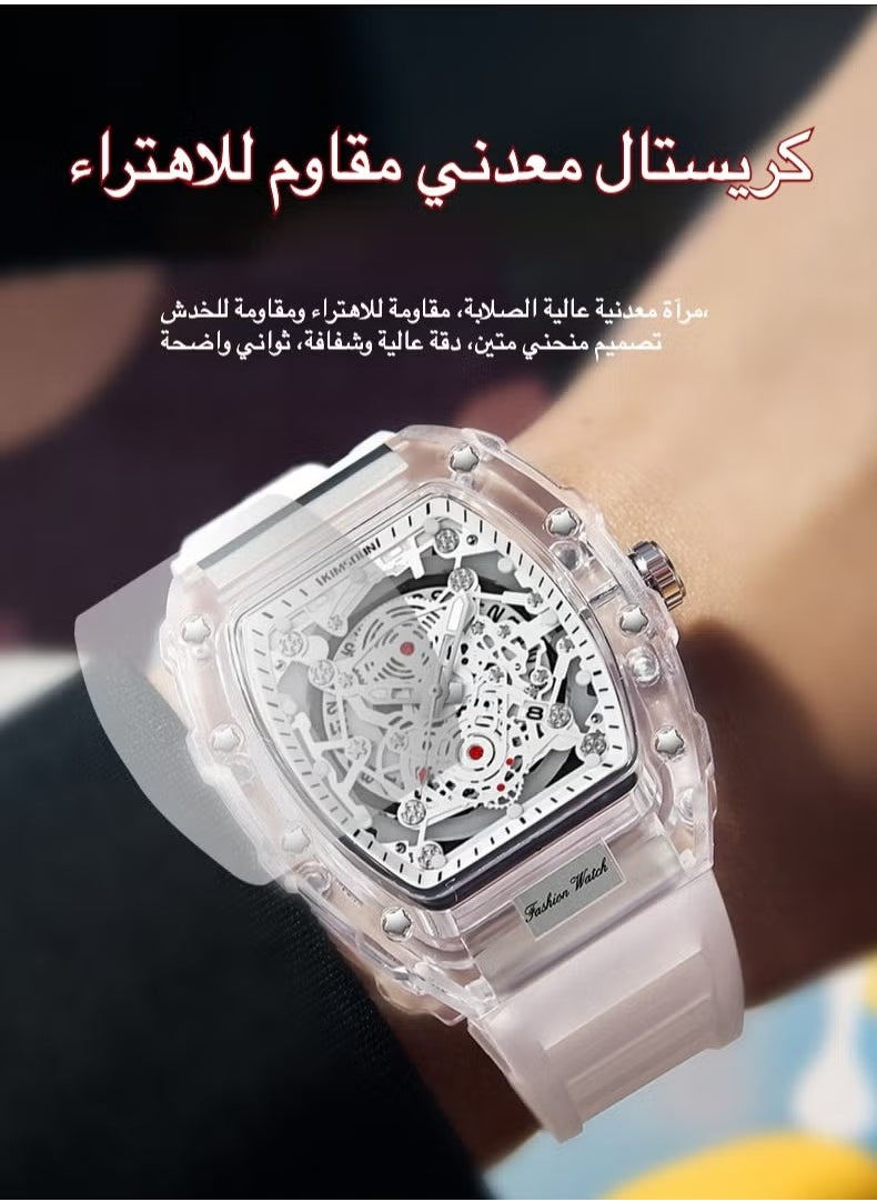 كيمسدون ساعة كوارتز رجالية أنيقة - تصميم شفاف مقاوم للماء مع طراز عصري - ساعة عصرية متينة للارتداء اليومي  - Image 2