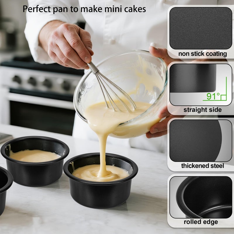 AWTBDP 4 Inch Cake Pan Set of 3, Nonstick Smash Cake Pans with 100PCS Parchment Paper for Christmas Birthday, Round Mini Cake Pans Tin for Baking Layer Cakes Small Cheesecake, Straight Side & Dishwasher Safe - Image 3