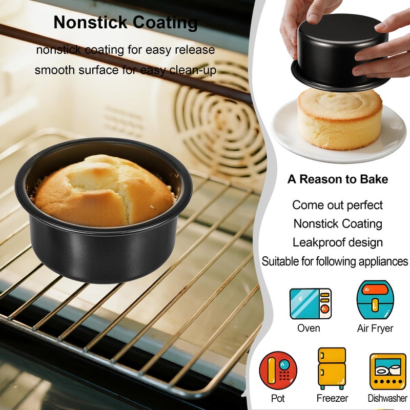 AWTBDP 4 Inch Cake Pan Set of 3, Nonstick Smash Cake Pans with 100PCS Parchment Paper for Christmas Birthday, Round Mini Cake Pans Tin for Baking Layer Cakes Small Cheesecake, Straight Side & Dishwasher Safe - Image 4