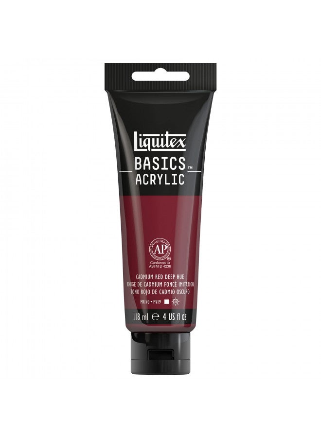 Liquitex BASICS Acrylic Paint, 118ml (4-oz) Tube, Cadmium Red Deep Hue - Image 1