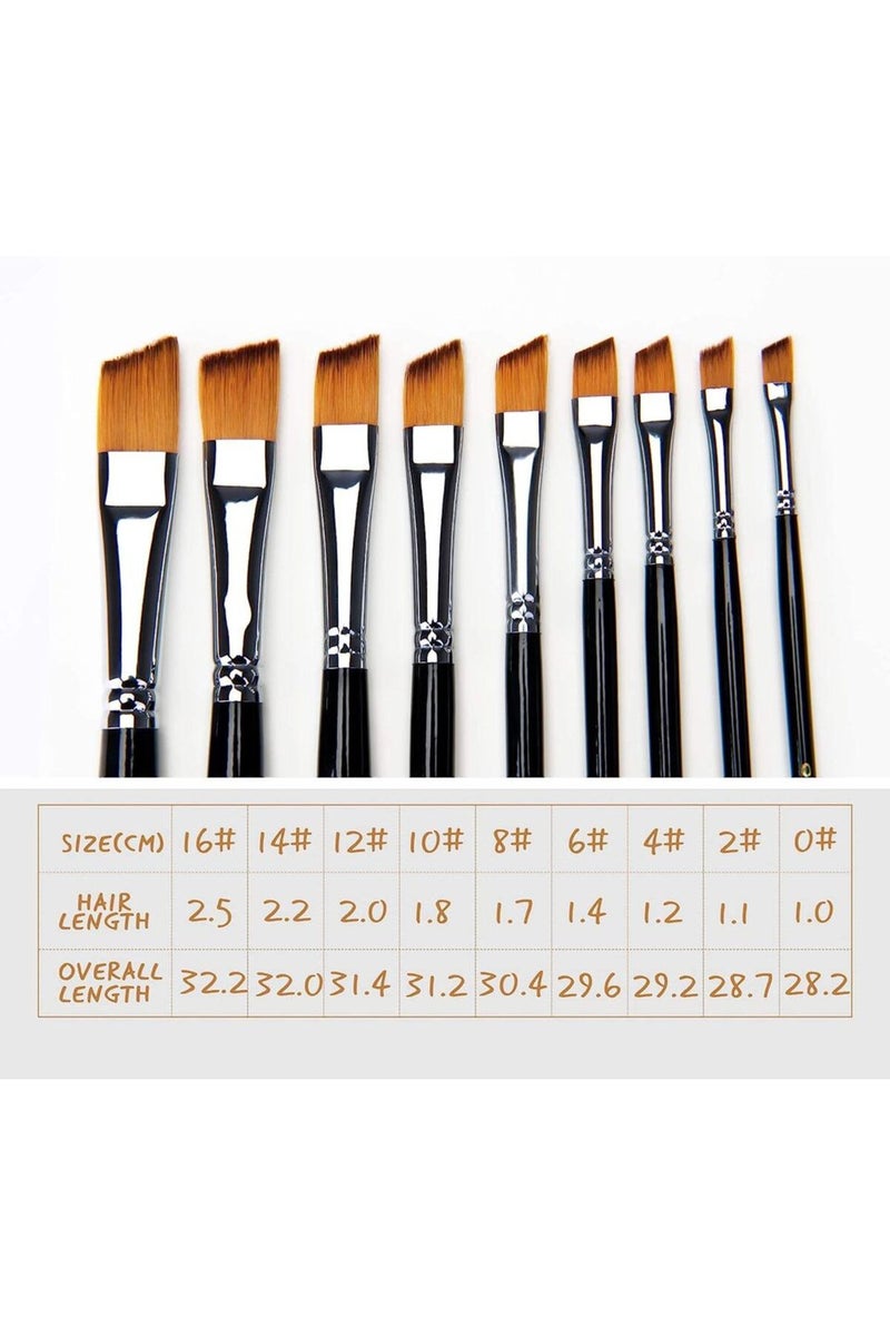 إيروريكس مجموعة فرش رسم احترافية بزاوية مكونة من 9 قطع للرسم بالألوان المائية والأكريليك والزيتية والجواش - Image 2