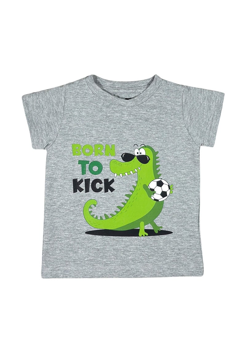 Baby Co. Grey Crocodile Set (Grey T-shirt + Olive Green Shorts)  - Image 2