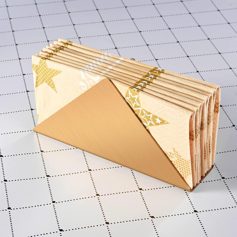 Lidwot Golden Stainless Steel Napkin Holder for TableMetal Standing Tissue Dispenser Organizer for Kitchen Dining TableCocktail Picnic Bar Napkins HolderUpright Metal Napkin Dispenser1 Piece - Image 2