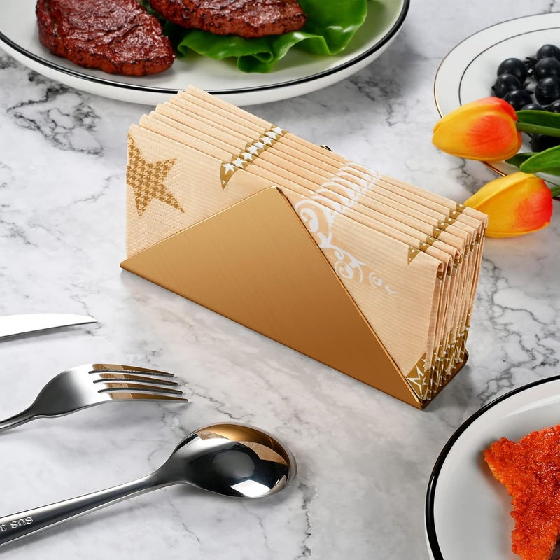 Lidwot Golden Stainless Steel Napkin Holder for TableMetal Standing Tissue Dispenser Organizer for Kitchen Dining TableCocktail Picnic Bar Napkins HolderUpright Metal Napkin Dispenser1 Piece - Image 3