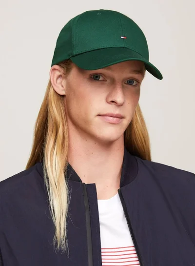 TOMMY HILFIGER Men's Six-Panel Flag Embroidery Cap -  Pure organic cotton, Green