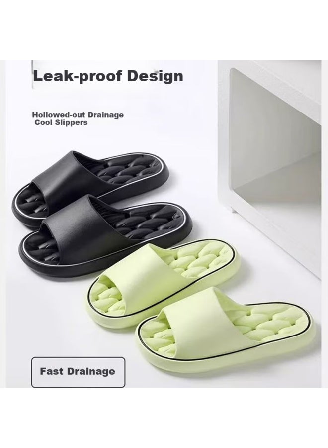 Sevfun Qisefang Water-draining Slippers For Men, Squishy Bathroom Hollow Thick-soled Non-slip Couple Shower Home Use Women's Sandals Black 42-43 - Image 2