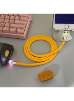 Generic Liquid Silicone Magic Color Luminous Head Data Cable 120W Fast Charging Cable For Huawei For Xiaomi OPPO For Iphone 15 Mobile Phone-Color:1 M [USB To For Iphone 12w]]-Model:Yellow Silicone Magic Color Gradient Hair Light [Firefly Shell]]  - Image 1