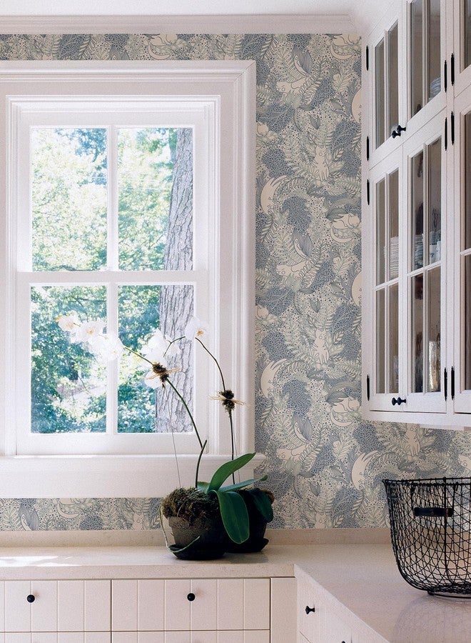 WALLPOPS NuWallpaper Botanical Blue Gato Garden Novelty Peel & Stick Wallpaper - Image 3