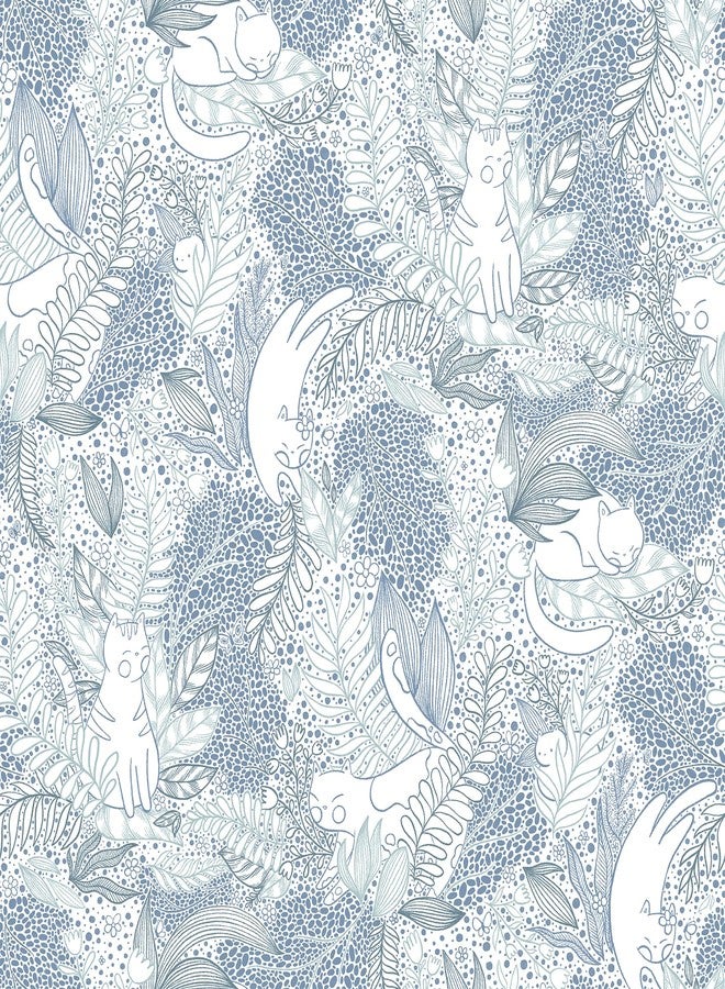 WALLPOPS NuWallpaper Botanical Blue Gato Garden Novelty Peel & Stick Wallpaper - Image 1