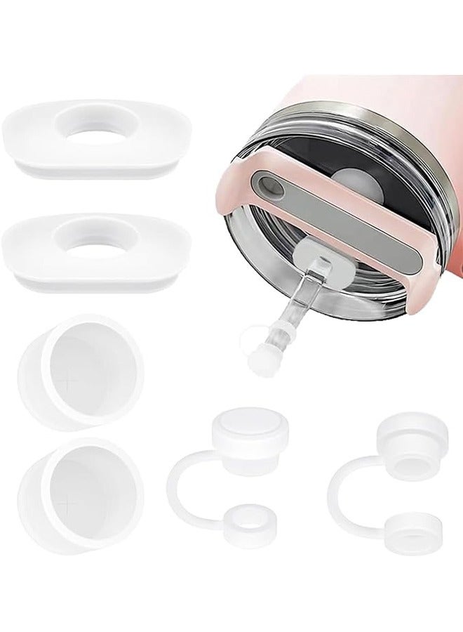 6PCS Secret Straw Cover Cap for Stanley Cup Silicone Straw Topper Compatible with Stanley 30&40 Oz Tumbler Drinking Straw Tip Covers Cups Accessories Protectors Plugs (White Set) - Image 1