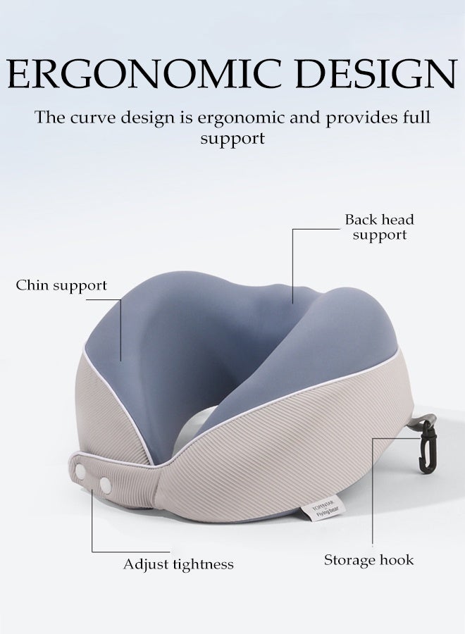 DUNISO Travel Pillow for Airplane Memory Foam Neck Pillow Neck with Storage Carry Bag， Support to Relieve Neck Tension Lightweight Compact Breathable Flight Pillow Comfortable U-shaped Pillow for Airplane Car Office Home Travel Camping - Image 2
