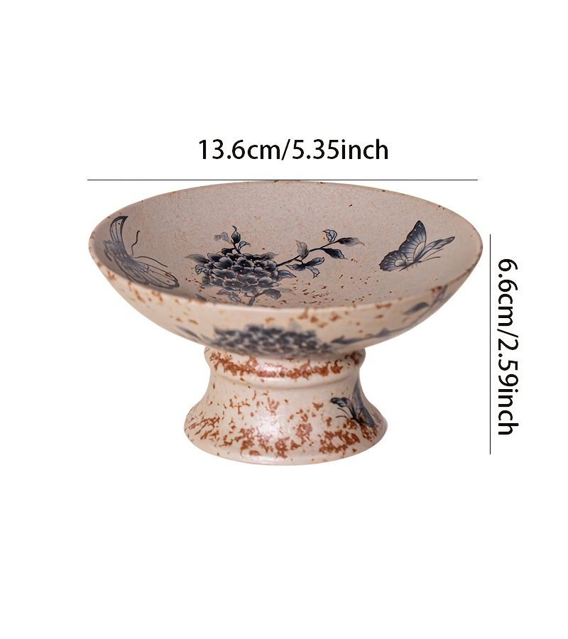 Butterfly Love Flower Vintage Floral Gilded Pedestal Tray For Home Decor Table Centerpiece Living Room Dining Room Party Tea Rooms - Image 3