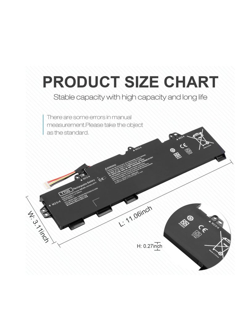 Terabyte بطارية TT03XL متوافقة مع سلسلة HP EliteBook 755 G5 وسلسلة HP EliteBook 850 G5 G6 وسلسلة HP ZBook 15U G5 G6 (11.1 فولت 5200 مللي أمبير أسود) - Image 2