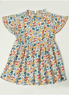 Cotton Fruit Print Lace Trim Dress by Styli
