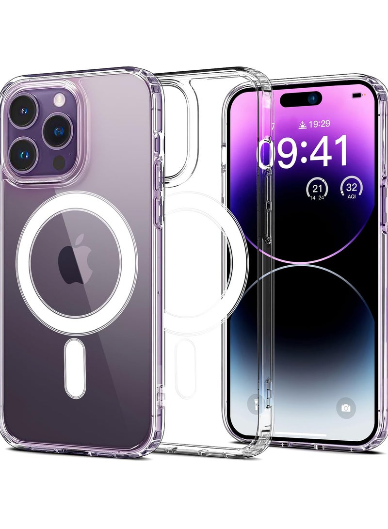 INFOSUN iPhone 14 Pro Max Case Clear Magsafe Slim Cover with 4 Corners Built-in Protective Cushion Anti-yellow Anti-collison Transparent Magnetic Cover for Apple iPhone 14 Pro Max 6.7 inch - Image 1