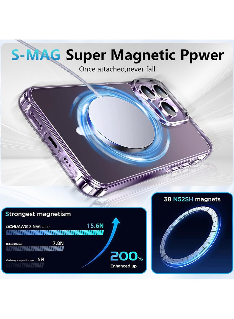 INFOSUN iPhone 14 Pro Max Case Clear Magsafe Slim Cover with 4 Corners Built-in Protective Cushion Anti-yellow Anti-collison Transparent Magnetic Cover for Apple iPhone 14 Pro Max 6.7 inch - Image 3