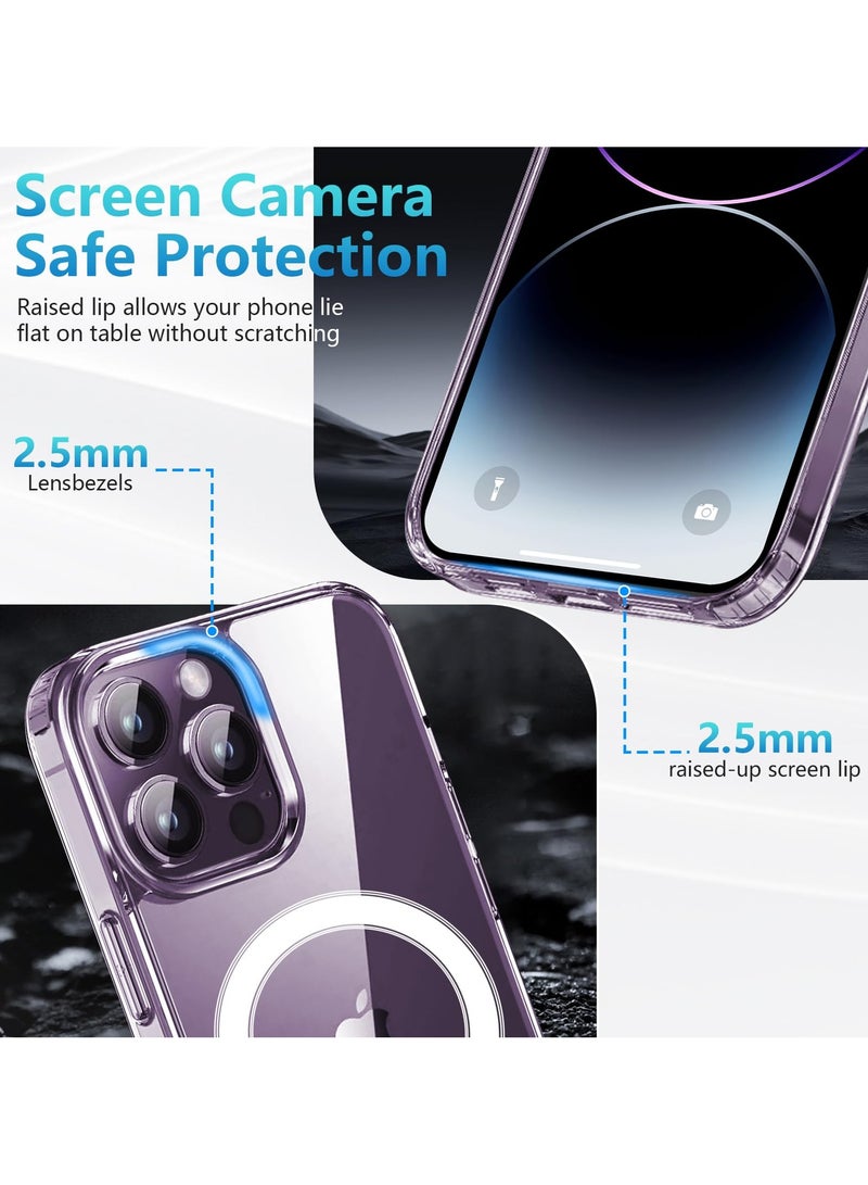 INFOSUN iPhone 14 Pro Max Case Clear Magsafe Slim Cover with 4 Corners Built-in Protective Cushion Anti-yellow Anti-collison Transparent Magnetic Cover for Apple iPhone 14 Pro Max 6.7 inch - Image 5