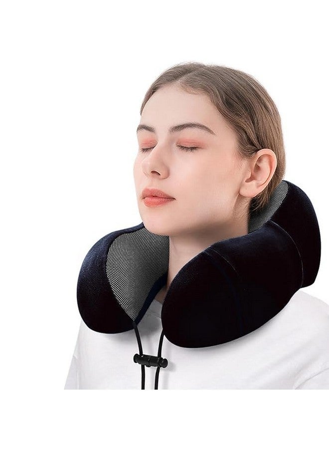 Topinon Neck Pillow for Travel - Travel Pillow for Flights - Travelling Accessories for Train - Neck Support Pillow for Car - Neck Rest for Sleeping - Memory Foam Pillows for Men Woman (Navy Blue) - Image 2