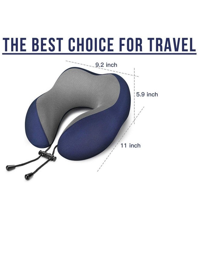 Topinon Neck Pillow for Travel - Travel Pillow for Flights - Travelling Accessories for Train - Neck Support Pillow for Car - Neck Rest for Sleeping - Memory Foam Pillows for Men Woman (Navy Blue) - Image 5