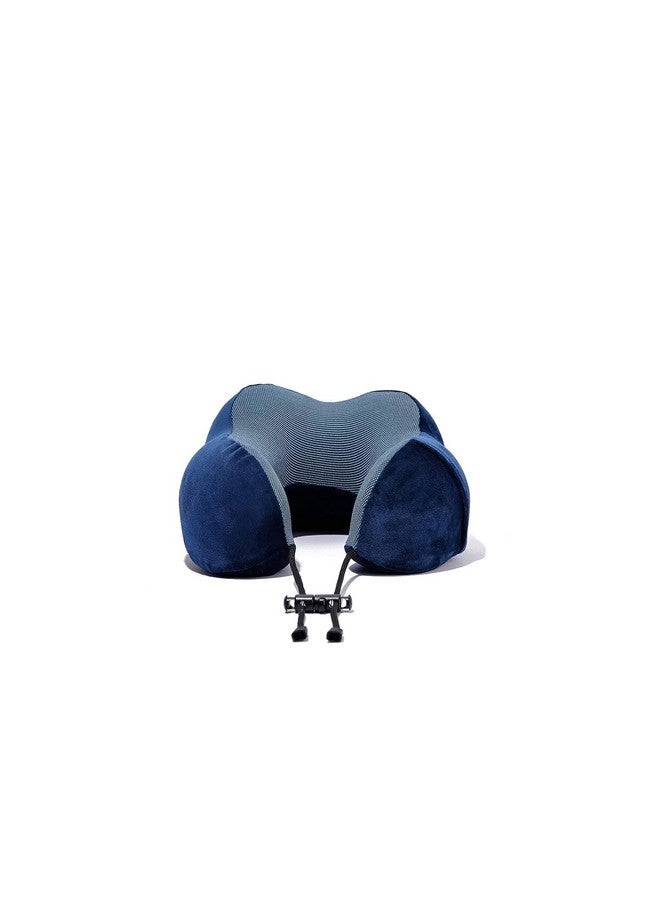 Topinon Neck Pillow for Travel - Travel Pillow for Flights - Travelling Accessories for Train - Neck Support Pillow for Car - Neck Rest for Sleeping - Memory Foam Pillows for Men Woman (Navy Blue) - Image 1