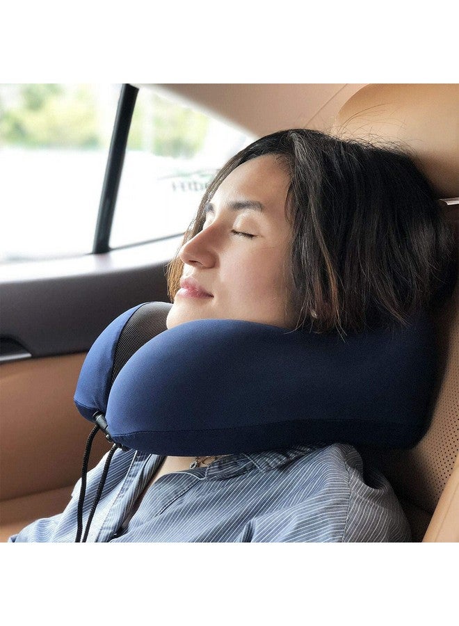 Topinon Neck Pillow for Travel - Travel Pillow for Flights - Travelling Accessories for Train - Neck Support Pillow for Car - Neck Rest for Sleeping - Memory Foam Pillows for Men Woman (Navy Blue) - Image 4