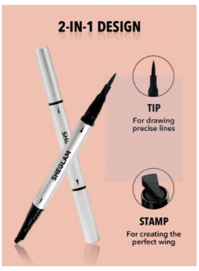 شيجلام SHEGLAM Dual Waterproof Eyeliner - Black Wing It Black - Image 4