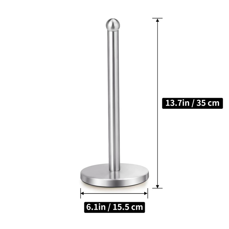 KAI SHUN Paper Towel Holder Countertop, Paper Towel Holder with Solid Weighted Base, for Standard and Large Size Rolls (Silver) - Image 2