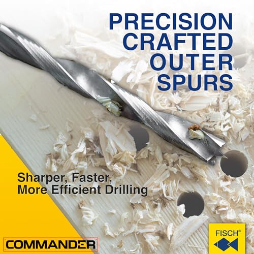 Fisch Brad Point Drill Bit Set, 7-Piece Chrome Vanadium, Imperial Sizes 1/8" to 1/2", Precision Woodworking Bits for Soft & Hard Woods, MDF, Acrylic - Image 3