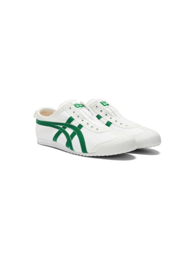 Onitsuka Tiger MEXICO 66 Slip-On Canvas Casual Sneakers Colorblock White/Checkered Blue - Lace-Free Flat Round Toe Lifestyle Shoes for Men and Women, Ages 10+ - Image 3
