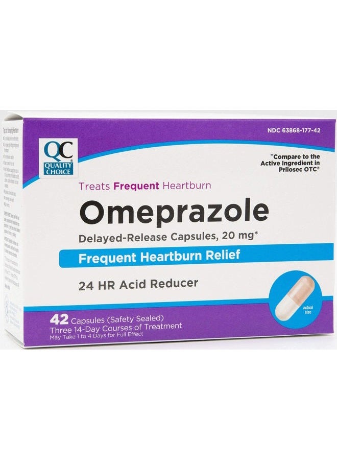Quality Choice Omeprazole Delayed Release Acid Reducer Capsules, 20mg Frequent Heartburn Treatment, Contains Three 14 Day Courses of Treatment 42 Count - Image 2
