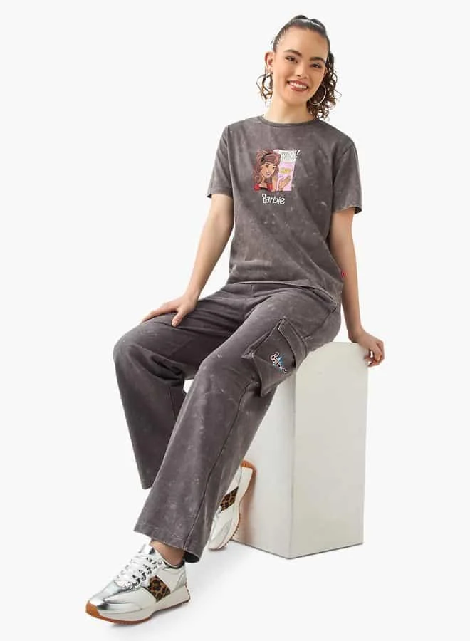 اس بي كاركترز Barbie Print Cargo Joggers with Drawstring Closure