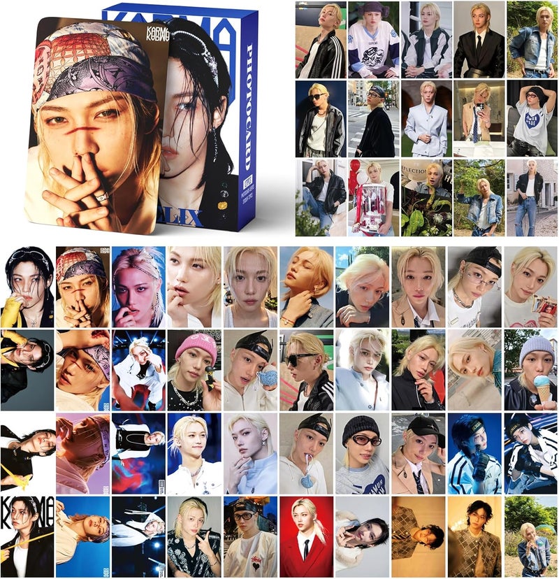 PYAJUU Stray Kids KARMA Photocards 127PCS KARMA Album Photo Card Set Stray Kids The 4th Album Merch 55 PCS Photocard and 72 PCS Stickers Gift for STAY Straykids 2025 Gift Set (FELIX) - Image 5