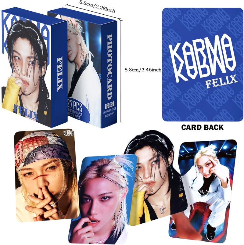 PYAJUU Stray Kids KARMA Photocards 127PCS KARMA Album Photo Card Set Stray Kids The 4th Album Merch 55 PCS Photocard and 72 PCS Stickers Gift for STAY Straykids 2025 Gift Set (FELIX) - Image 4