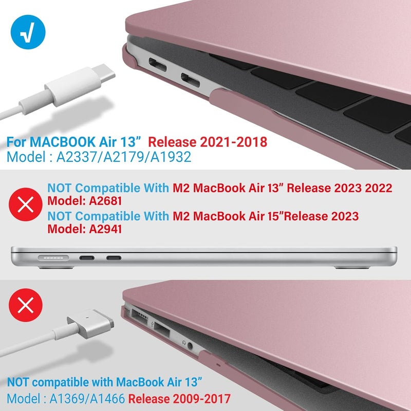 I Benzer Compatible with New MacBook Air 13 inch Case 2022 2021 2020 M1 A2337 A2179 A1932, Plastic Hard Shell Case with Keyboard Cover for Mac Retina Display with Touch ID, Rose Gold, MAT13-MPK+1B - Image 4