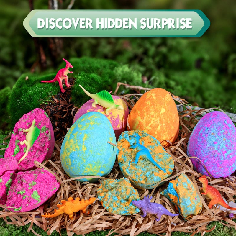 Aofmee Bath Bombs for Kids with Dinosaur Toy Inside, Easter Basket Stuffers for Toddler, Handmade Bubble Dinosaur Eggs for Boys Girls Gift Set for Birthday Christmas - Image 2
