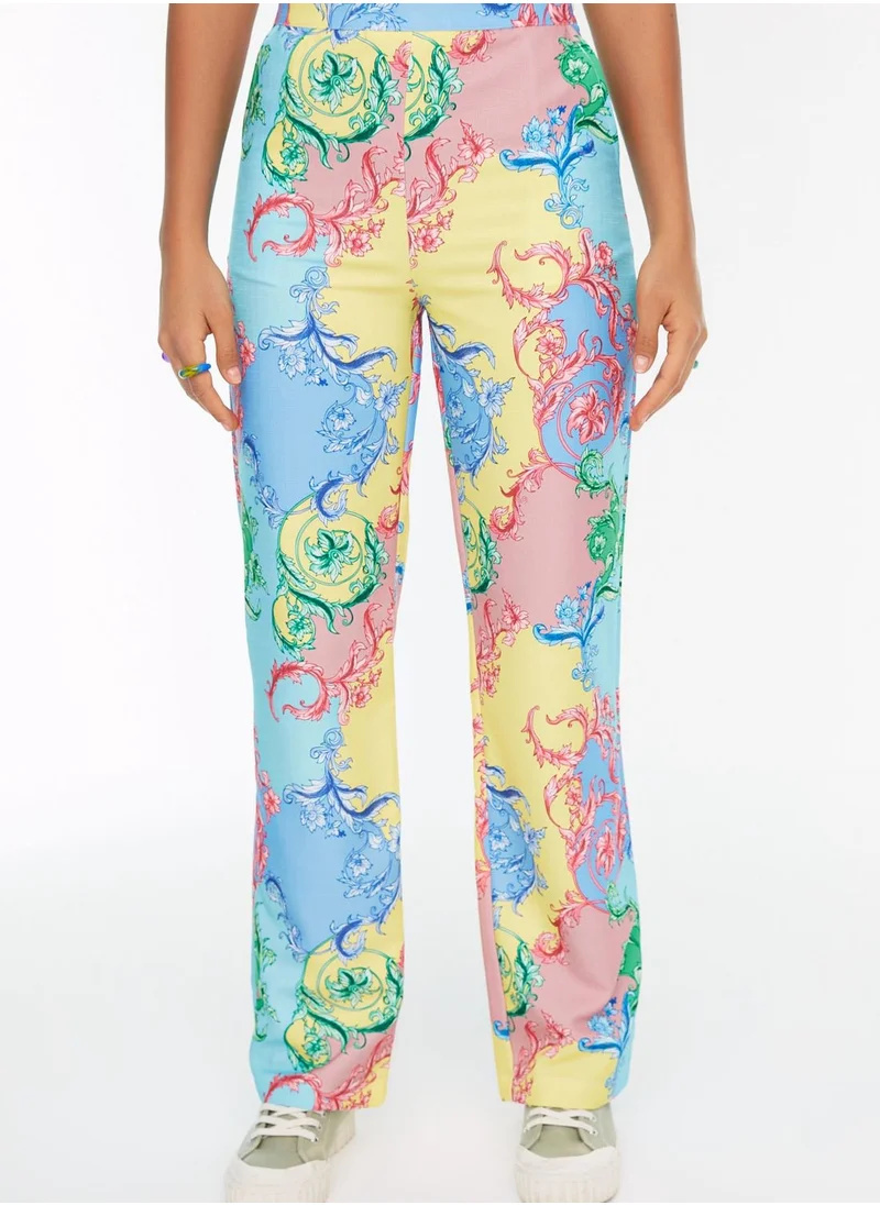 trendyol Printed High Waist Pants