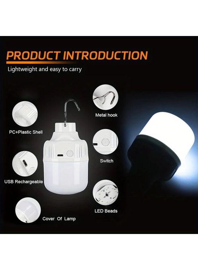 2pcs Mini Tent Night Lamp With Hook USB Rechargeable Portable Hanging Bulb Light - Image 5