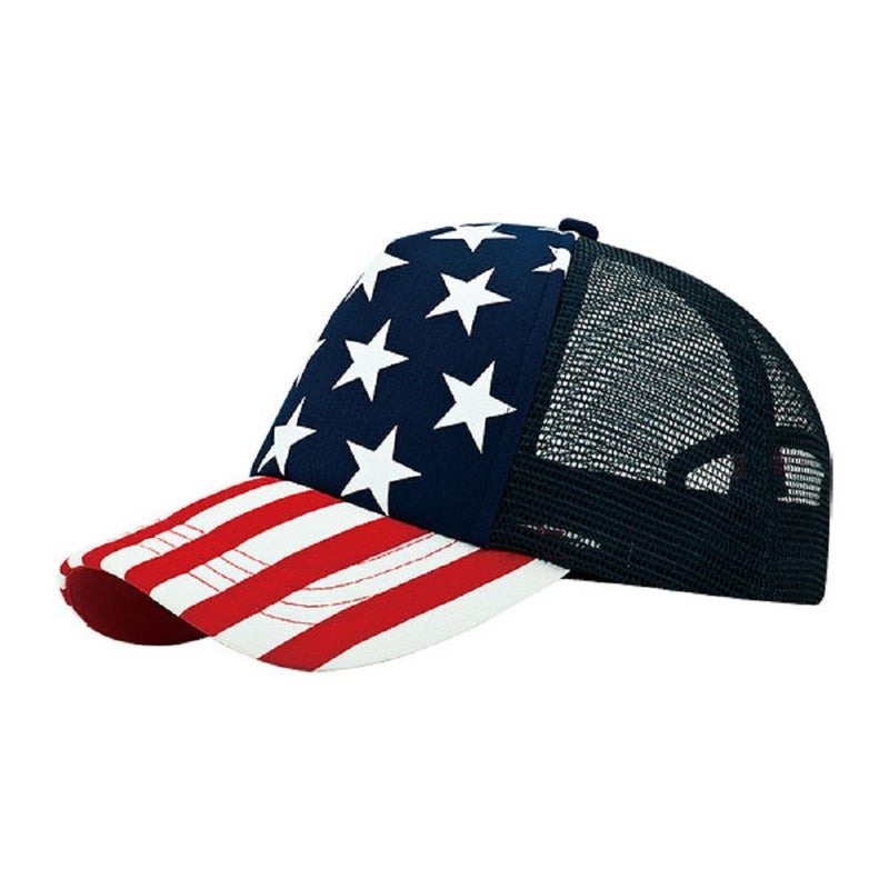 Mega Cap MG 5 Panel Foam Mesh Trucker USA Patriotic Flag Snap Back Baseball Cap - Flag - Image 4