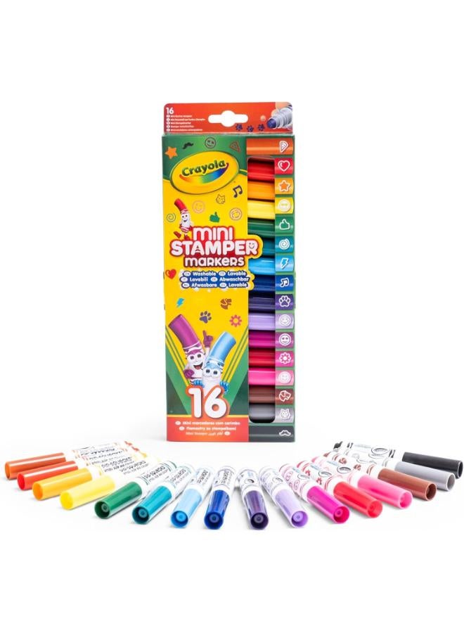 Crayola Set of mini felt-tip pens Markers with washable stamps x 16 pcs - Image 1