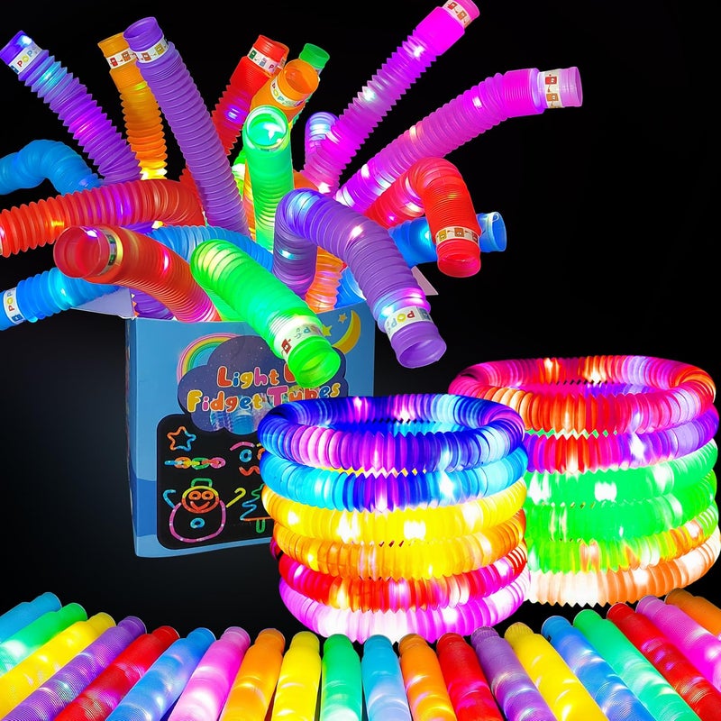 OceanWings 56PC Glow Sticks Party Favors for Kids 4812Lights up Pop Tube Set for Kids AdultsGlow in the Dark Party Supplies Favor Stretchy Tube Fidget Toys for Birthday Gift Concert for Boy Girl - Image 3